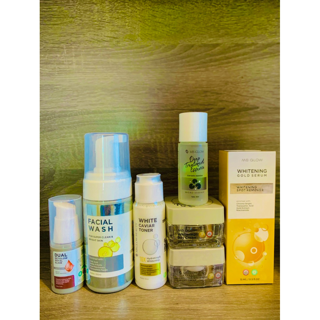 ms glow paket whitening + SERUM gold ed 2027 promo isi 7produk gercep