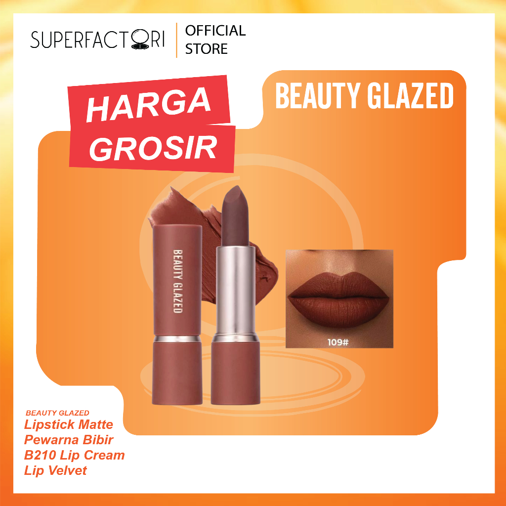(READY STOCK) Beauty Glazed Lipstick Matte Pewarna Bibir  B210 Lip Cream Lip Velvet Pigmented Lipsti