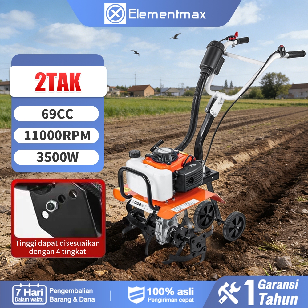 Elementmax Mesin Bajak Sawah Tiller Cultivator Mesin Traktor Mini Maestro Mesin Traktor Sawah Bajak 