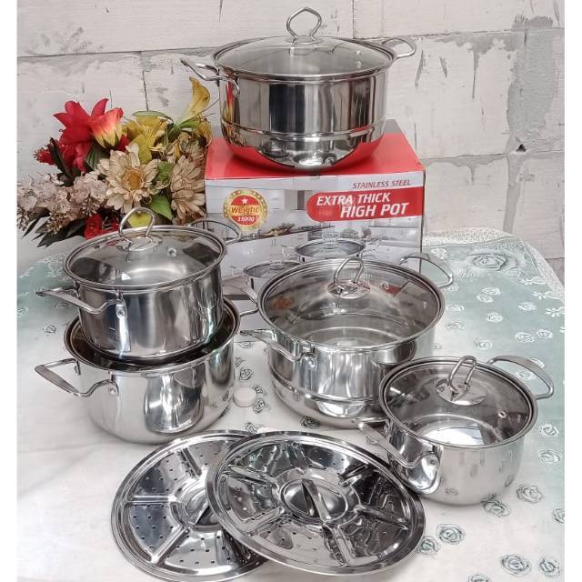sentra_prasmanan Panci Set Highpot Extra Thick Stainless Steel