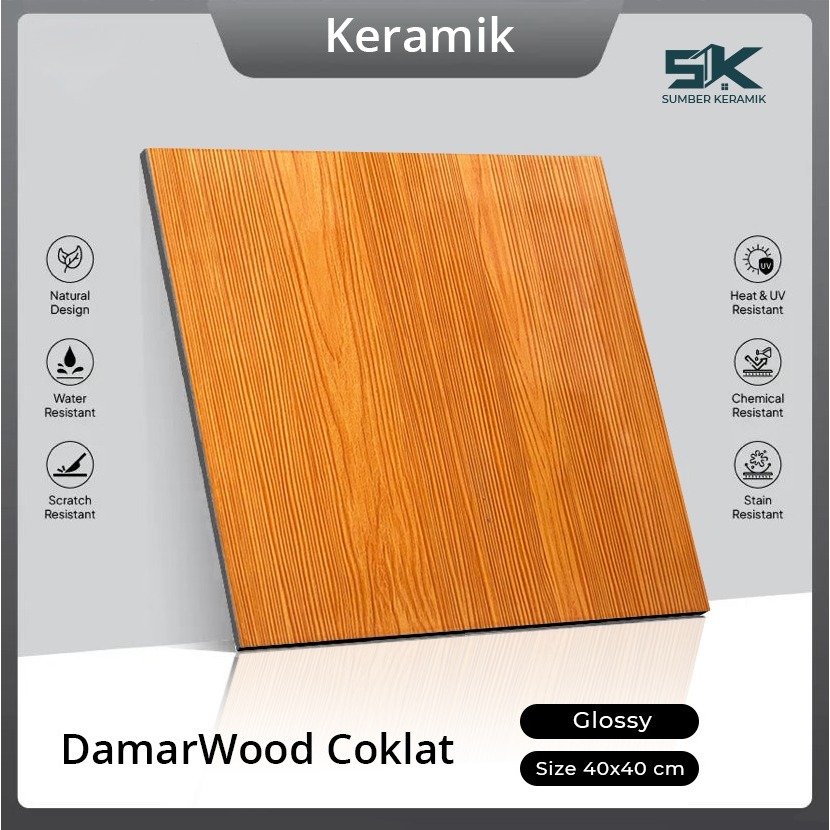 KERAMIK LANTAI DAMARWOOD COKLAT 40X40