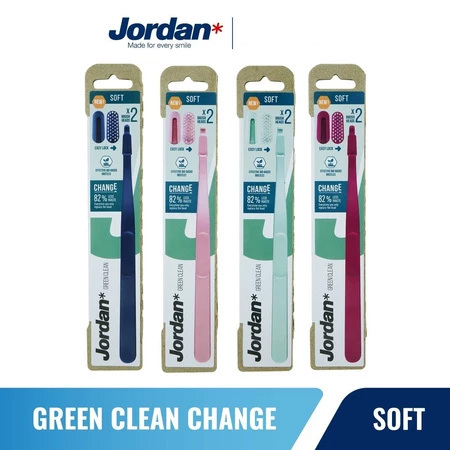 tasbiha JORDAN Oral Care Green Clean Change Handel with 2 Refill Soft