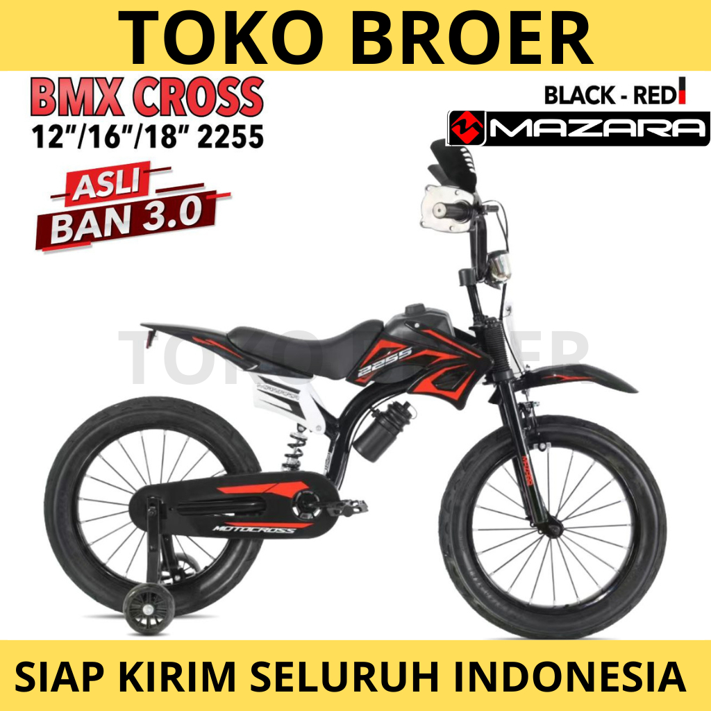 Sepeda Anak Laki BMX MAZARA 2233 2255 TRAIL Ukuran 12 & 16 Inch Model Motor Cross