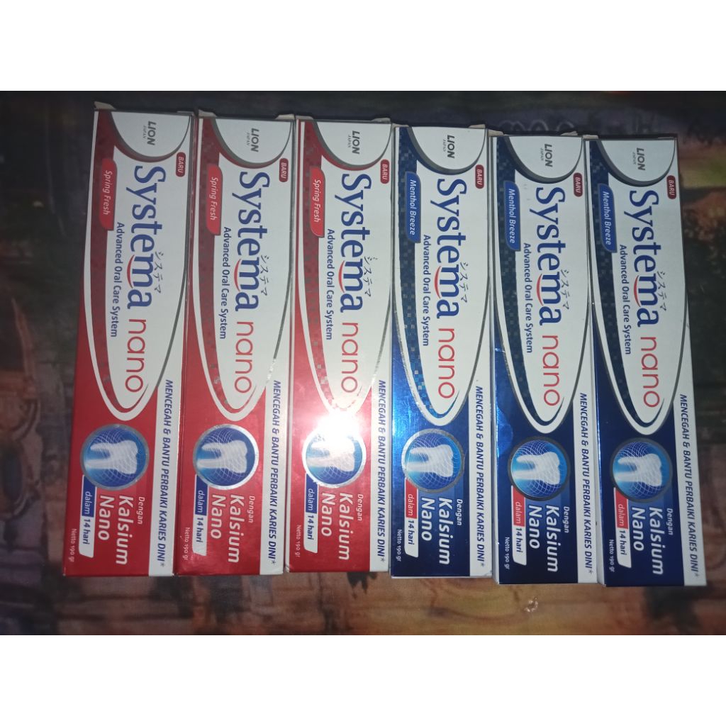 Pasta gigi systema nano kalsium odol Biru/merah