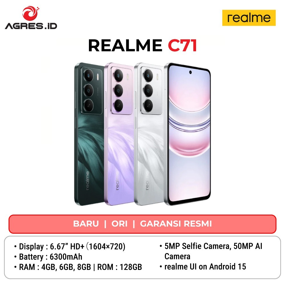 realme C71 8GB 128GB Military Grade Shock Resistance 6300 Baterai NFc