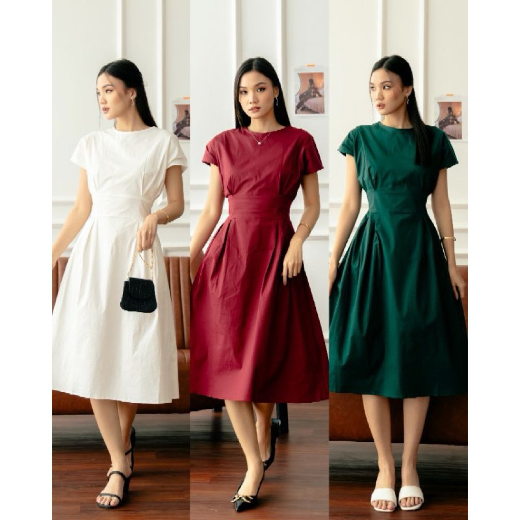 Winnie Dress Terusan Wanita Outfit Casual Bahan Katun Poplin