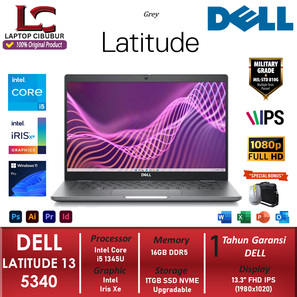 Laptop DELL LATITUDE 13 5340 Intel i5 1345U RAM 16GB DDR5 1TB SSD FHD IPS Windows 11 Pro