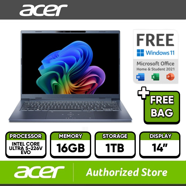 Acer Laptop SFG14-75-5664 Intel Core Ultra 5-226V EVO 16 GB 1TB 14" OLED WUXGA W11