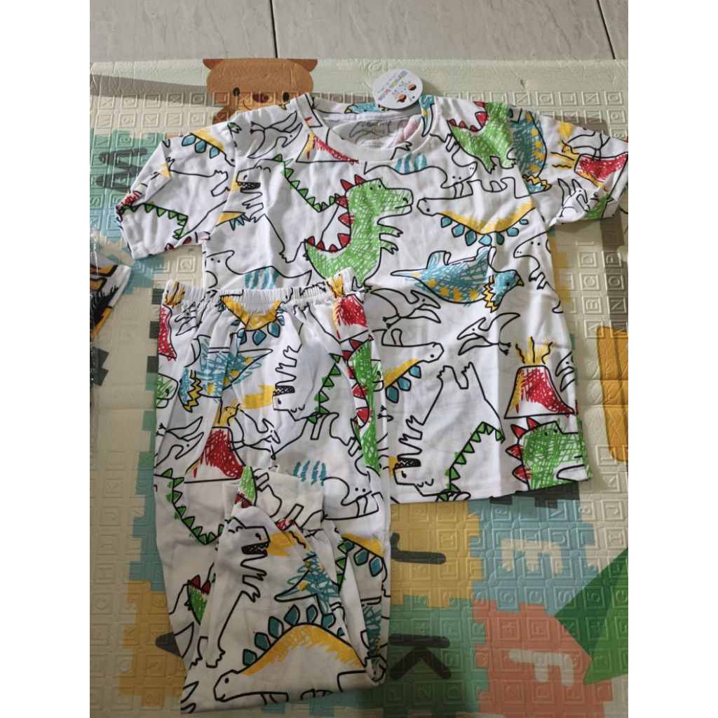 Baju anak Junior Umur 6 tahun Pendek Panjang motif hewan dan mobil bahan katun adem
