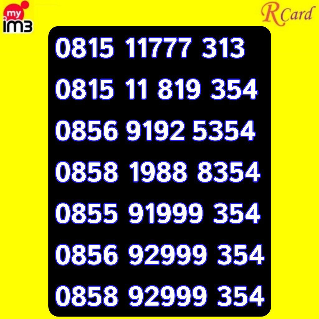 Perdana Nomor Cantik IM3 Indosat 354 1999 9192 5354 11177 313 1988 8354 999 354
