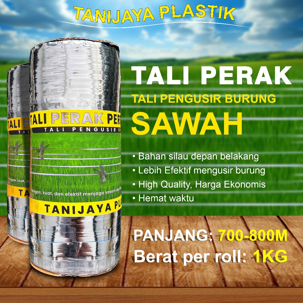1 KG Tali Perak Sawah Tali Perak Pengusir Burung Tali Perak Original 100% 1 ROLL 800m