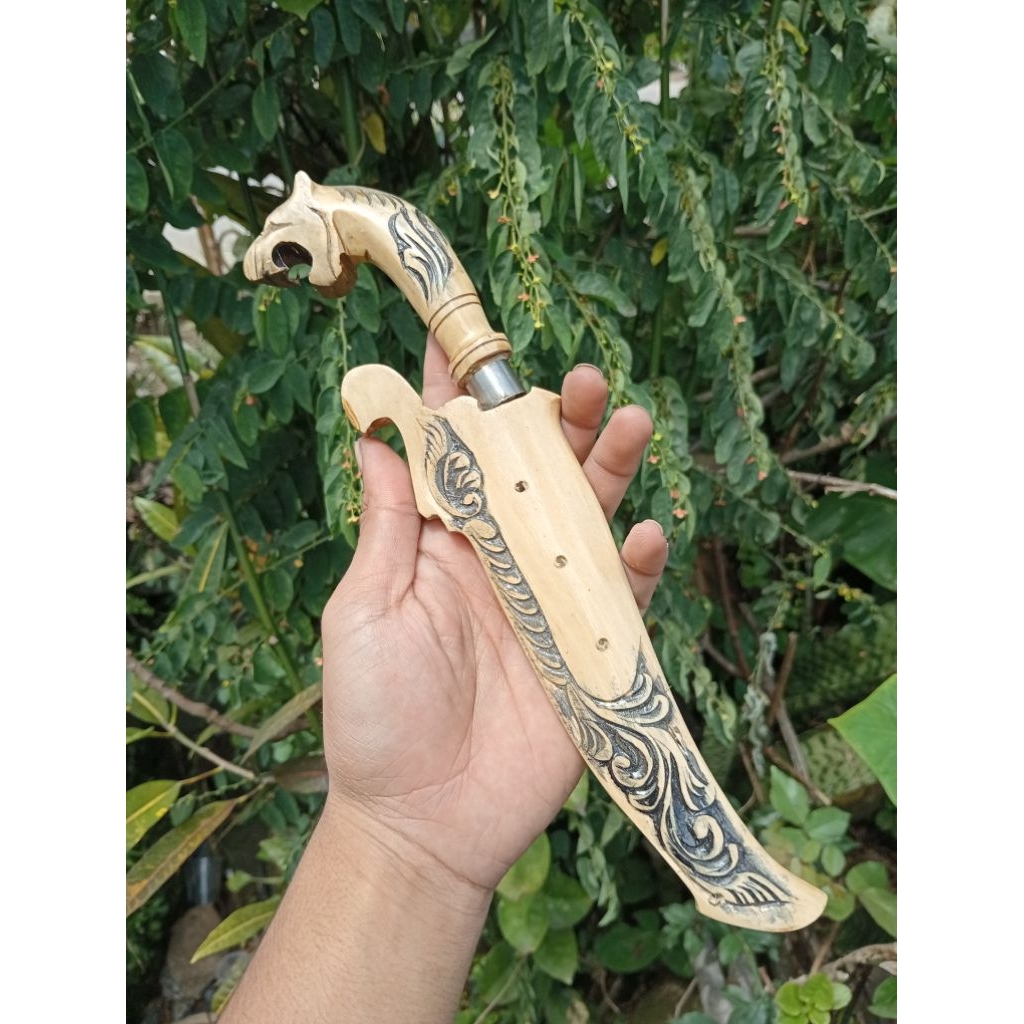 PISAU DAPUR MOTIF KUDIK KAYU KOPI/ PISAU TAJAM/ PISAU UKIR