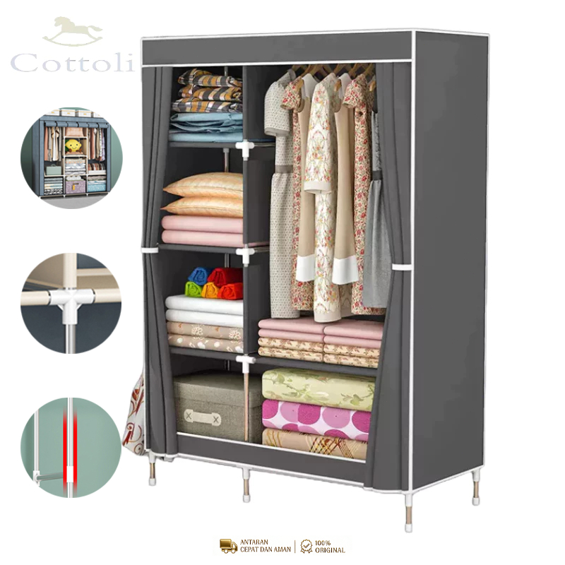 Cottoli Lemari Pakaian Serbaguna Lemari Baju Portable Lemari Kain Portable Lemari Gantung Minimalis