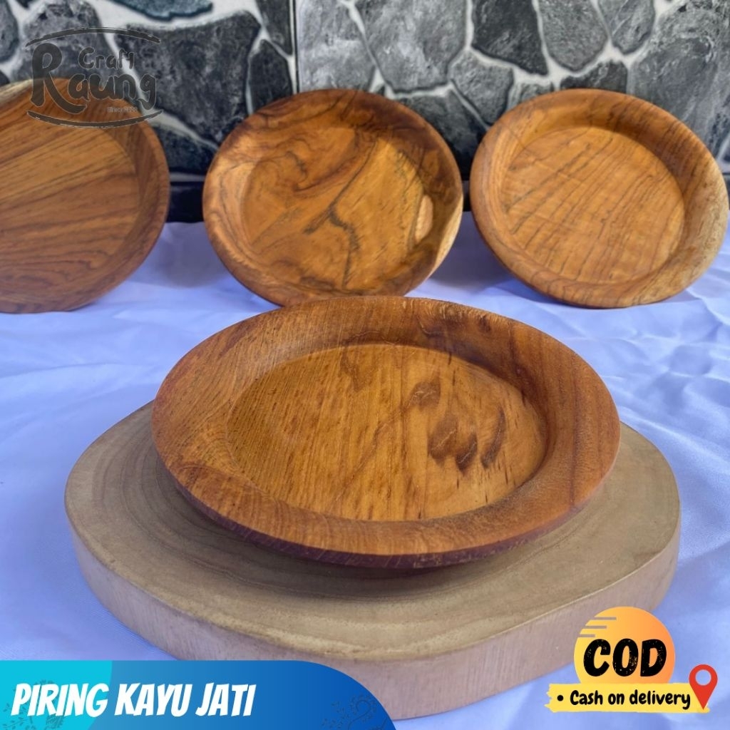 Piring Kayu Jati , Piring Kayu jati 15 cm , Piring Aesthetic