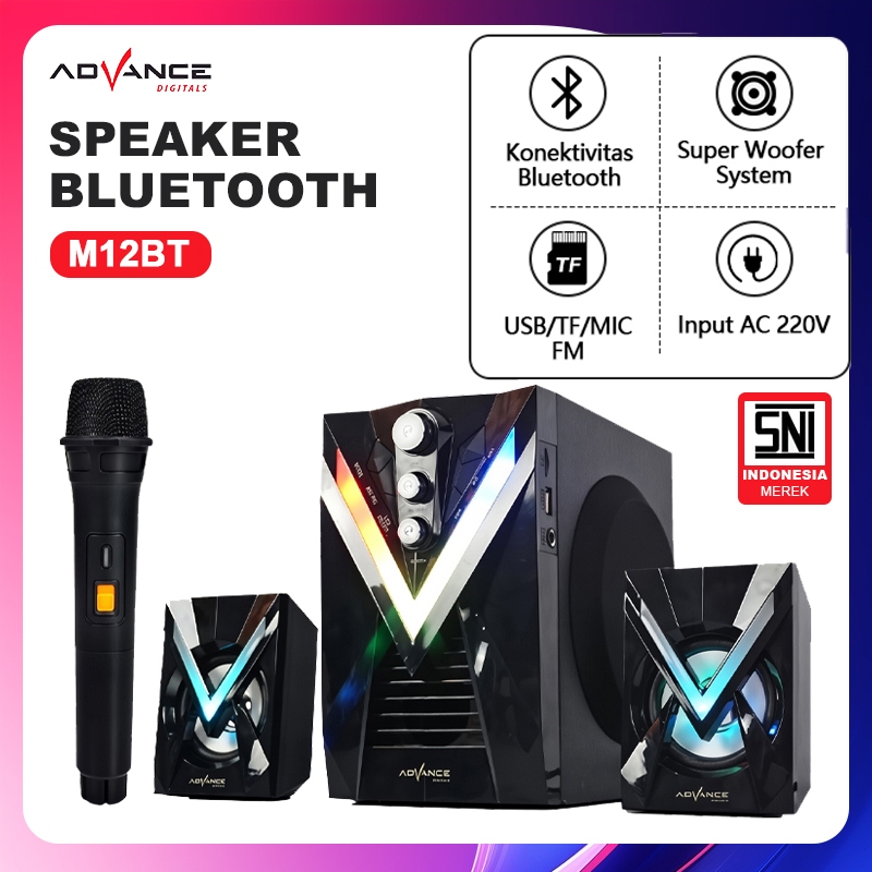 Advance M12BT 20W Speaker Stereo Bluetooth Xtra Bass Subwoofer Garansi Resmi 1 Tahun Gratis Mic