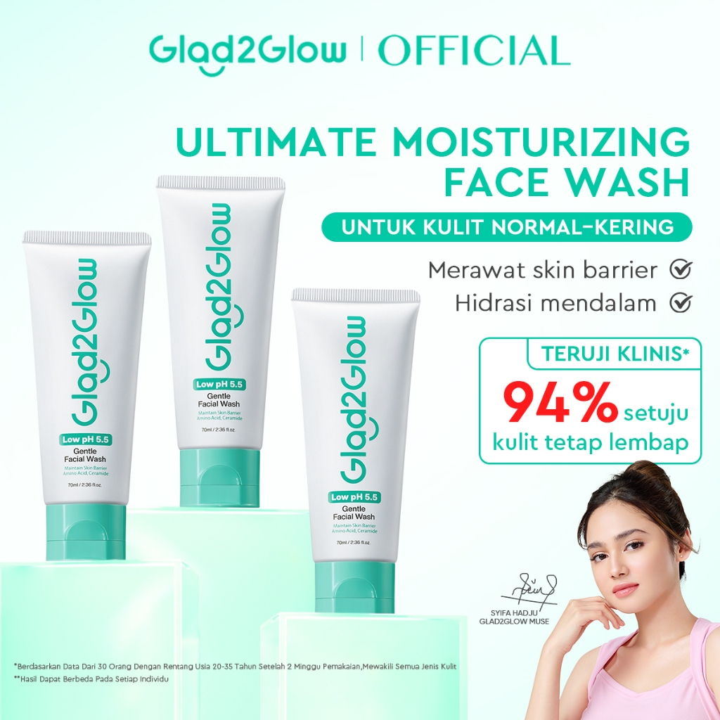 [New]Glad2Glow Low pH 5.5 Gentle Face Wash  Cleanser Pencuci Muka pH Seimbang Sabun Wajah Facial Cle