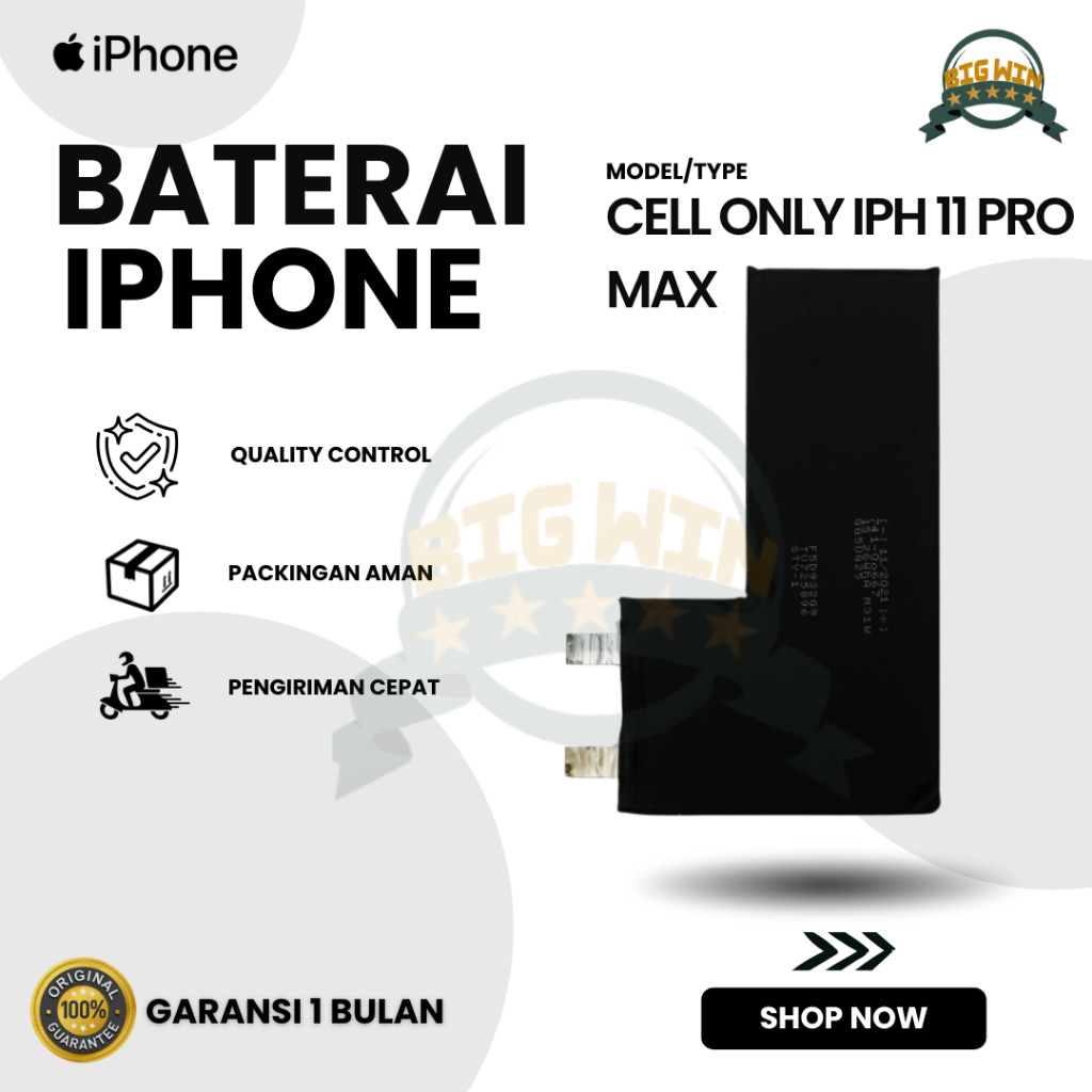 BATERAI BATTERY IPHONE 11 PRO MAX DOUBLE [IC POWER] ORIGINAL