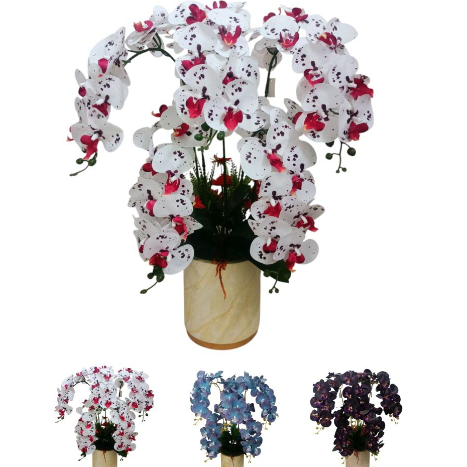 [Bunga set pot] Bunga Anggrek Latex Set Pot Marmer Aesthetic / Bunga anggrek hiasan meja / Bunga ang