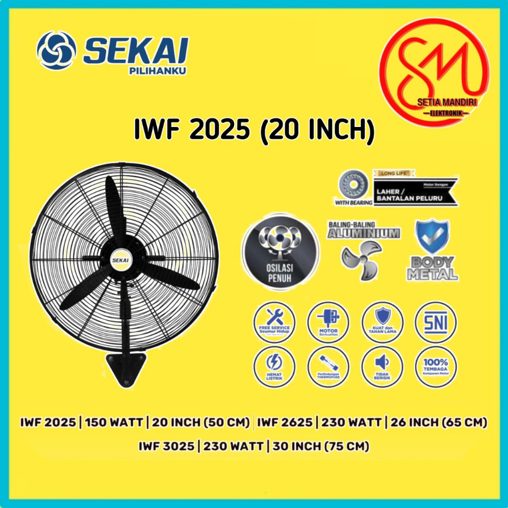 SEKAI Kipas Angin Dinding Tornado / Kipas Angin Industri Aluminium 20 Inch / 26 Inch / 30 Inch