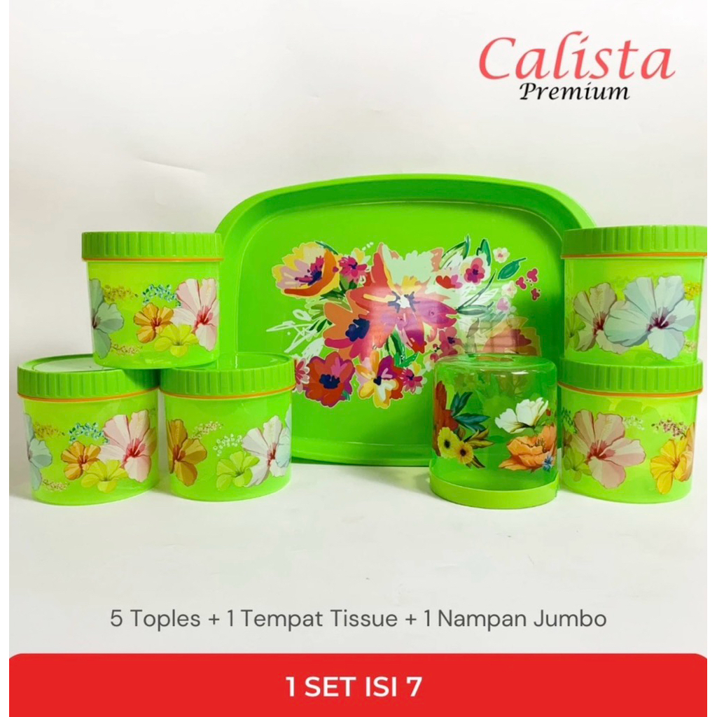 Toples Nampan Set Tempat Tissue Calista Premium / Tonam Tissue Calista Set Hijau isi 7pcs