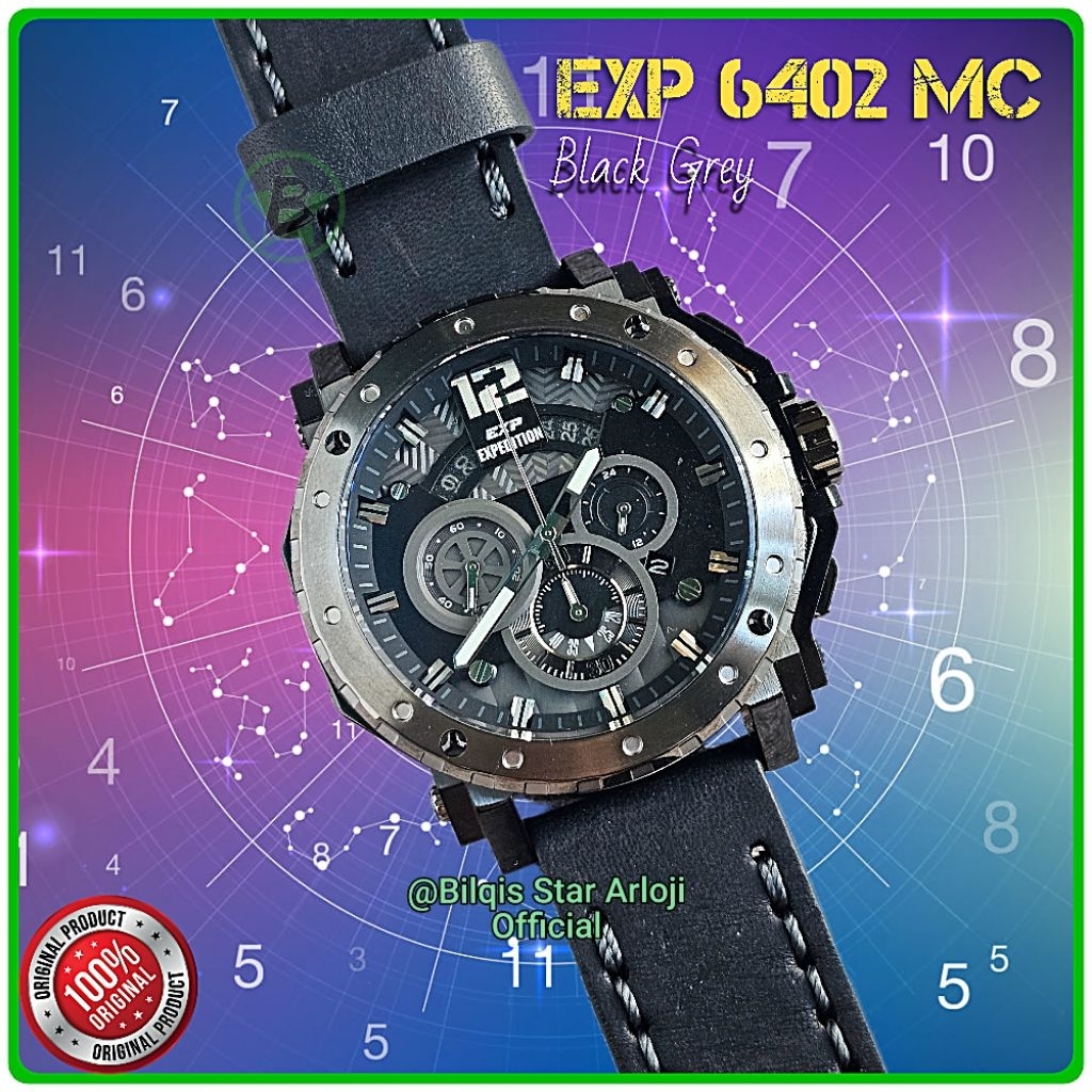 Jam Tangan Pria Besar Expedition E6402 Mc Case Black Tali Kulit Original