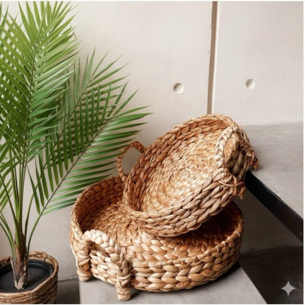 tray Bulat enceng gondok handel kepang