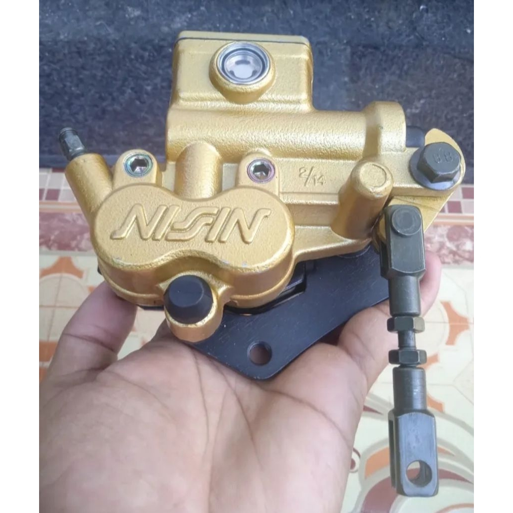 Kaliper hidrolik original Nissin 2 piston universal (contoh pemasangan geser slide)