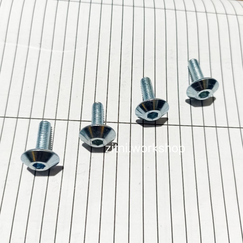 [ PAKET 4 PCS ] - Baut L Cover Body Xride M5 Payung 5mm Putih L4