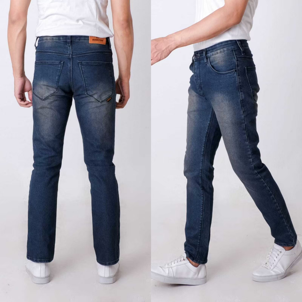 BOMBSTONE DENIM - Celana Pria Jeans Panjang SLIMFIT Calana warna Black jazz Scrup Clor Hitam Polos