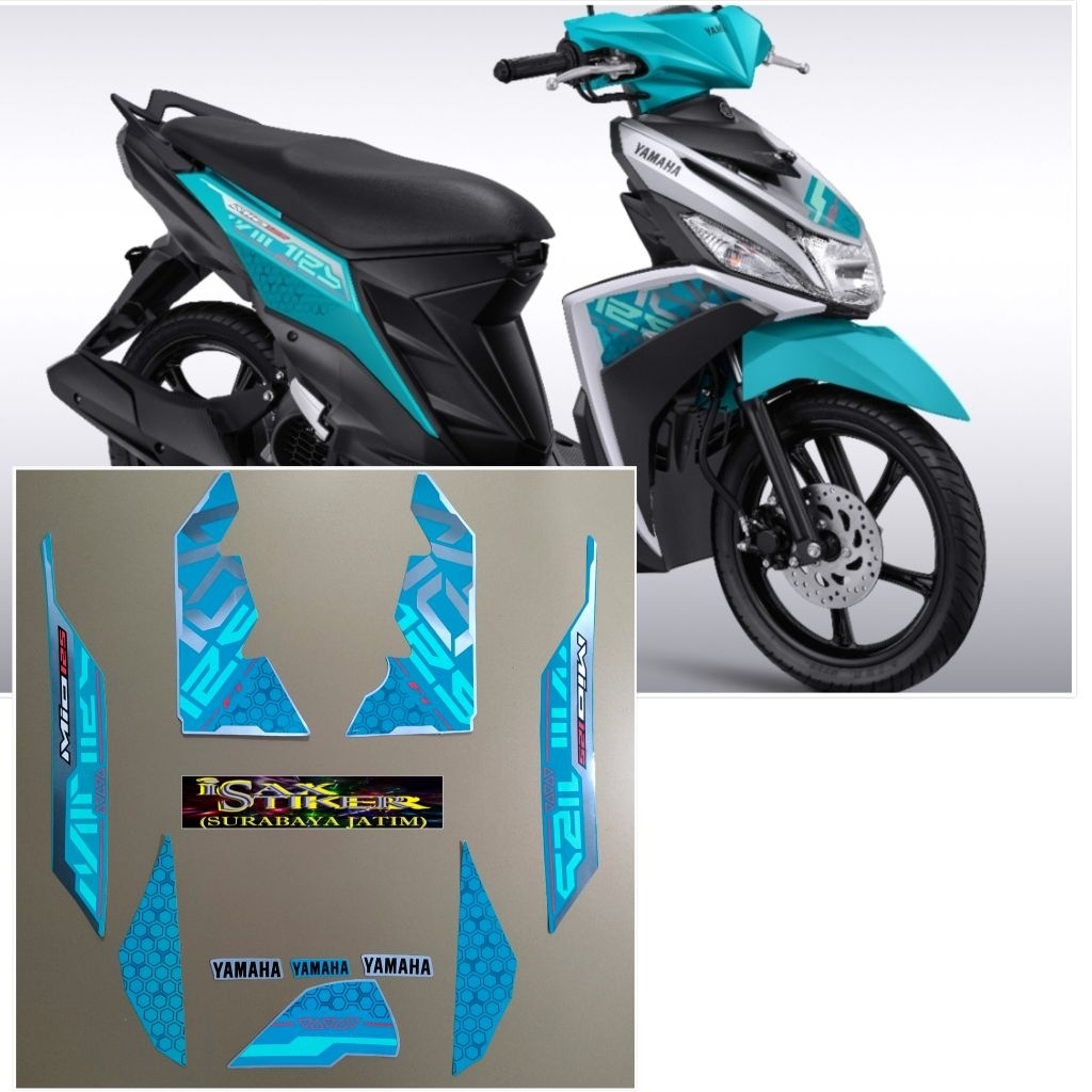 Striping Original Yamaha Mio M3 125 FI Silver Hijau Toska Tahun 2025 2026