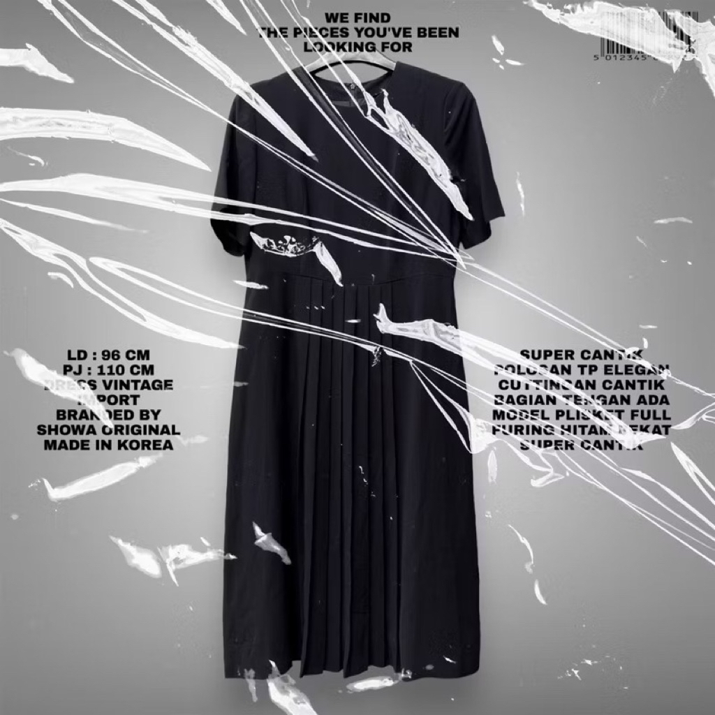 SHOWA ORIGINAL KOREAN DRESS/BLACK DRESS FORMAL RAMPLE MEGAR KOREAN LOOK/DRESS KOREAN STYLE/OFFICE DR