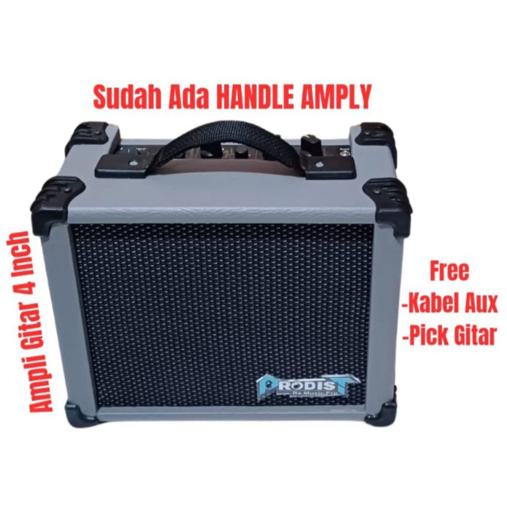 Ampli Gitar Listrik Mini 4 Inch-Ampli Gitar Mini 4 Inch Terbaru Sudah Ada HANDLE AMPLY Distorsi+Aux+