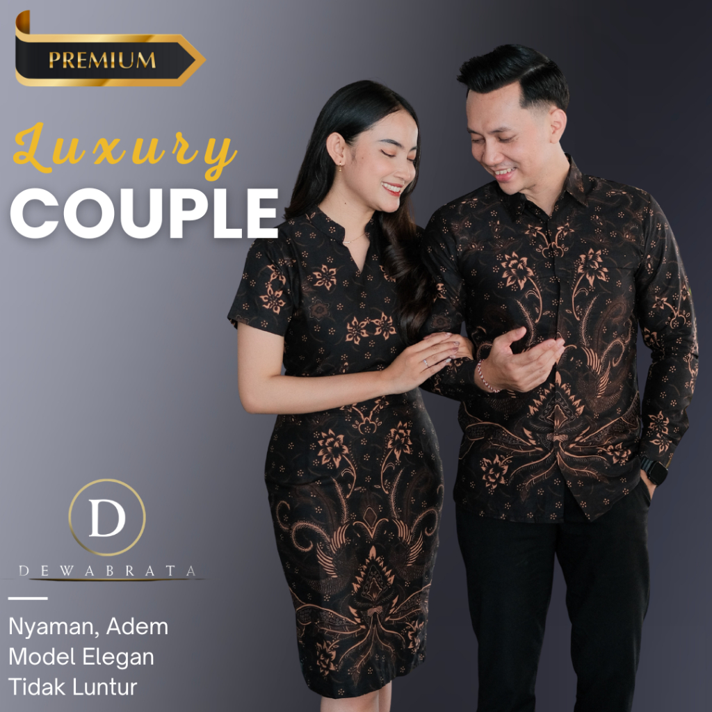 Batik Couple Modern Elegan Motif Sandro Set Couple Kemeja Dress Couple Keluarga Furing Premium