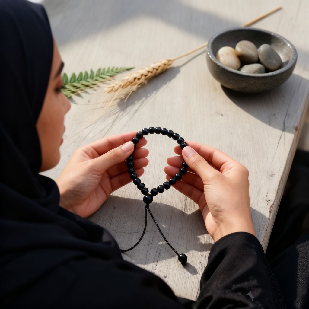 Gelang Tasbih 33 Butir Batu Black Onix 6mm Berkualitas