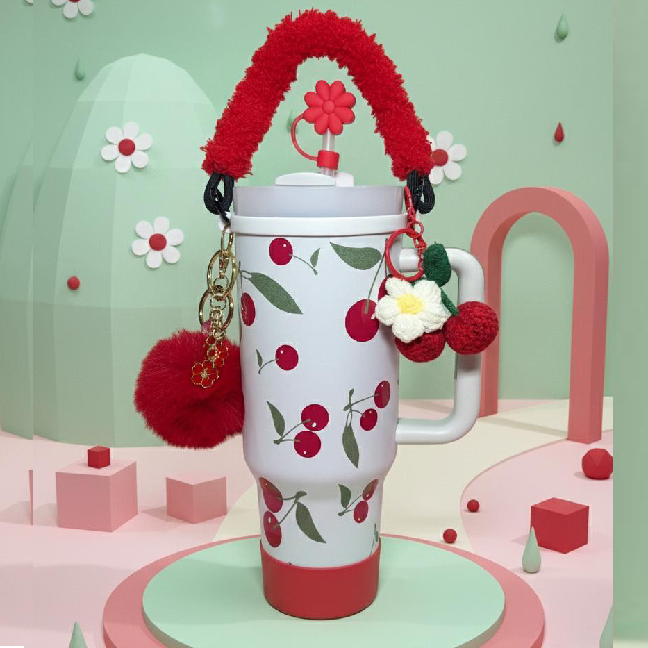 SIPINI - Tumbler Aesthetic Stainless Steel 1200ml | Tumbler Charms Gantungan Tahan Panas Dingin - Wh
