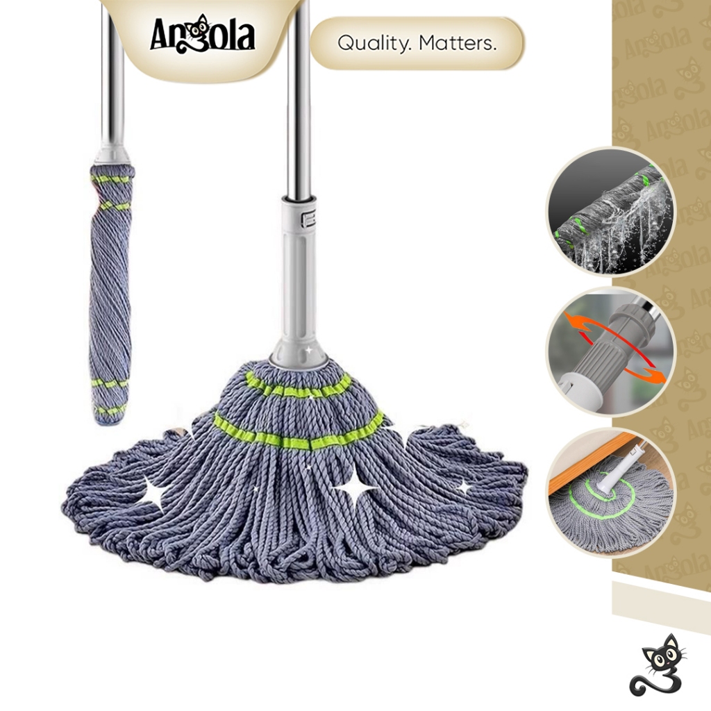 ANGOLA Alat Pel Putar Otomatis D30 Magic Twist Mop/Alat Pel Lantai Peras Otomatis/Alat Pel Praktis