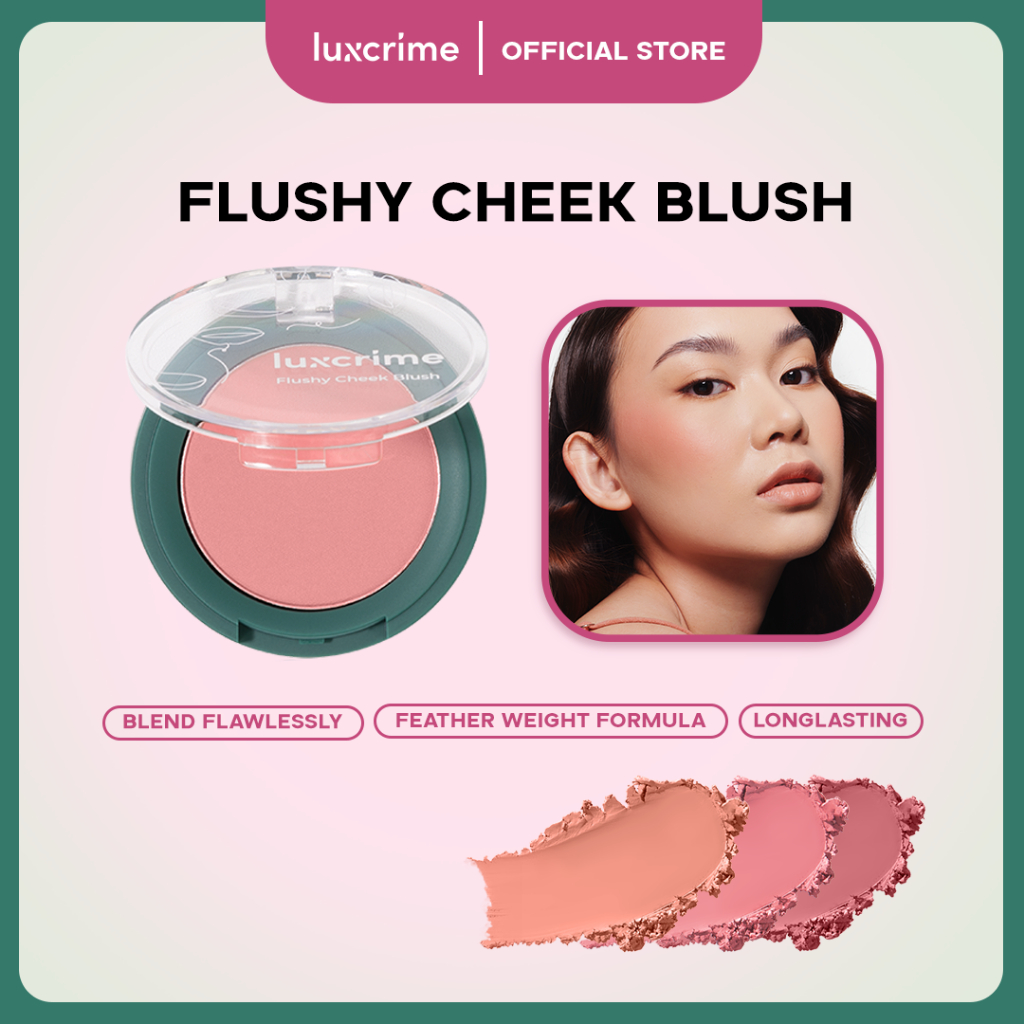Luxcrime Flushy-Cheek Blush - Warna Intense Untuk Wajah Lebih Cerah Dan Tahan Lama