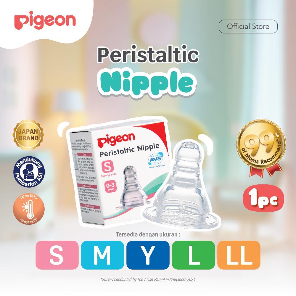 PIGEON Peristaltic S-Type Nipple - 1pcs Box Original Asli | Pilih Size | Nipple Slim Neck | Elastis 
