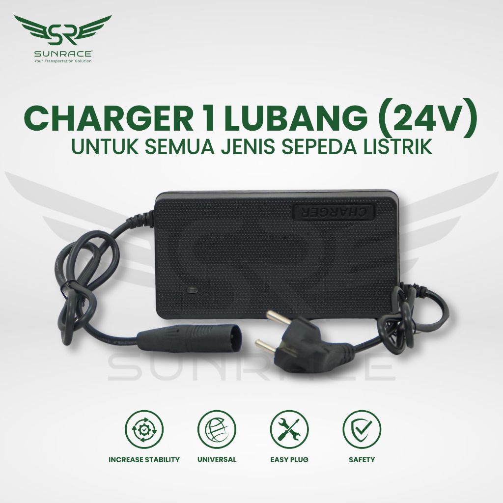 CHARGER LUBANG SATU / LUBANG 1 24V SEPEDA LISTRIK