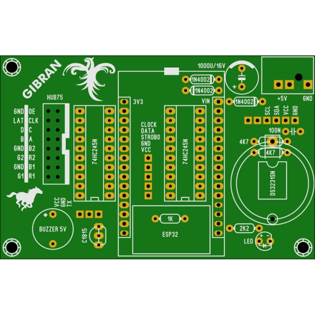PCB buat JWS JAM SHOLAT IC ESP 32