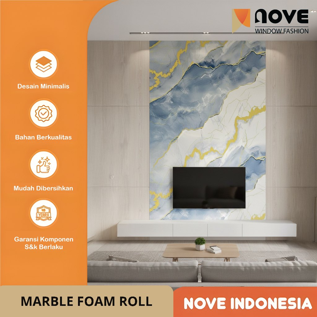 Marmer Foam Wallpaper - Marble Foam Sticker Dinding - Wallpaper Motif - 1 Roll - 120 cm X 280 cm - N
