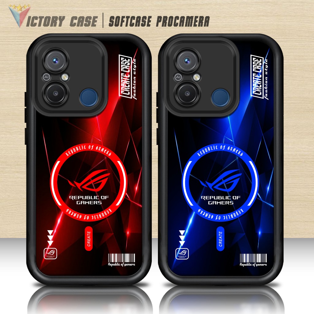 Softcase Glass kaca untuk REDMI 12C ROG5 Casing Handphone Case Procamera