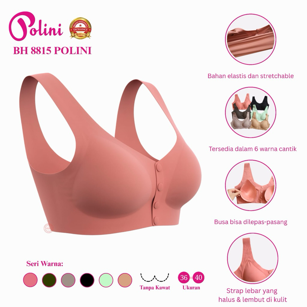 2pcs BH POLINI 8818 /8815 BH SEAMLES KANCING DEPAN TERBARU | BH POLINI