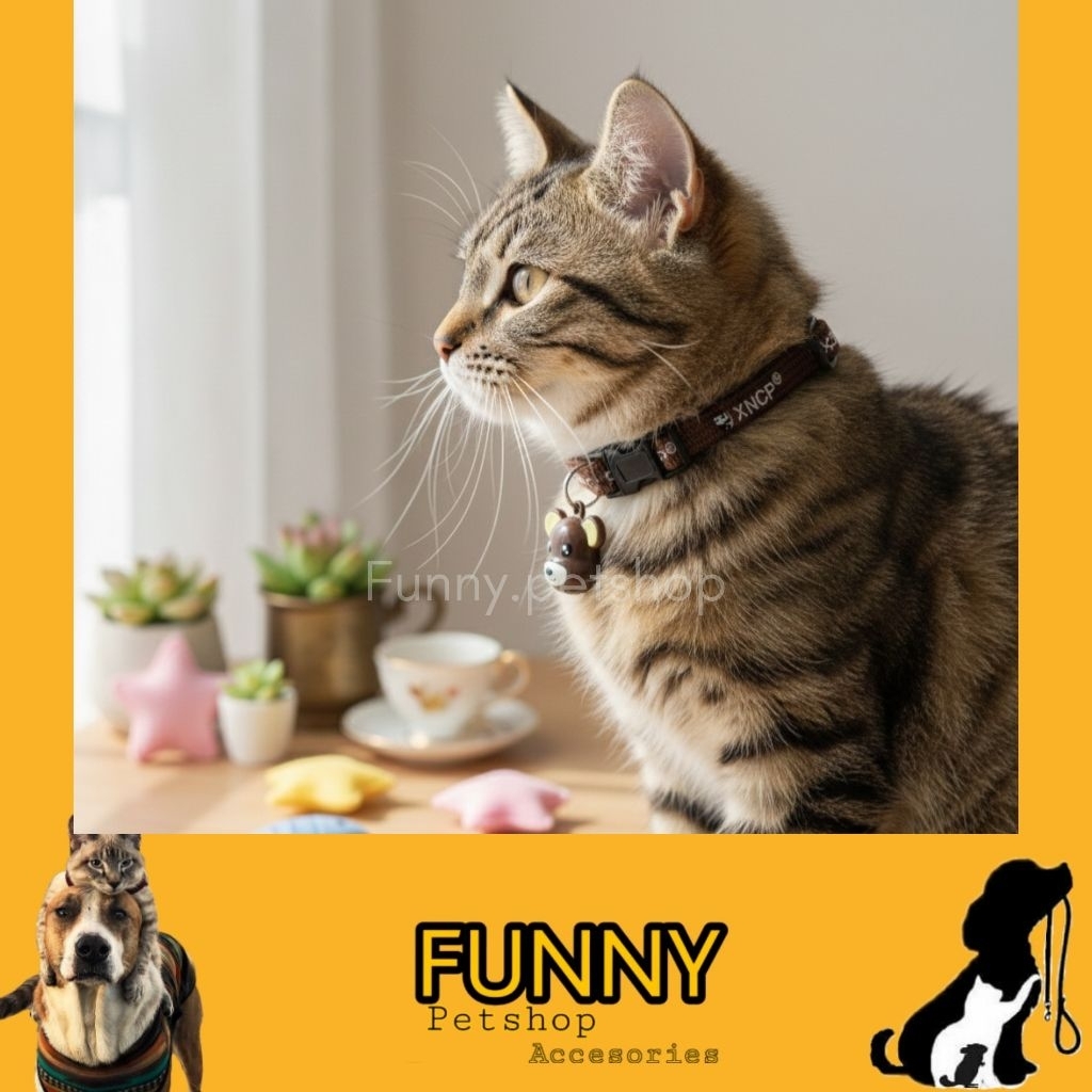 Kalung kucing motif boneka/ kalung kucing karakter/ kalung kucing lucu/ kalung hewan lucu