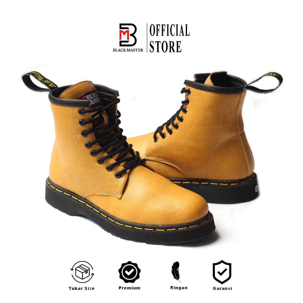 Black Master Sepatu Boots Pria 8 Hole Kulit Pu Type Docmart Hiking Riding