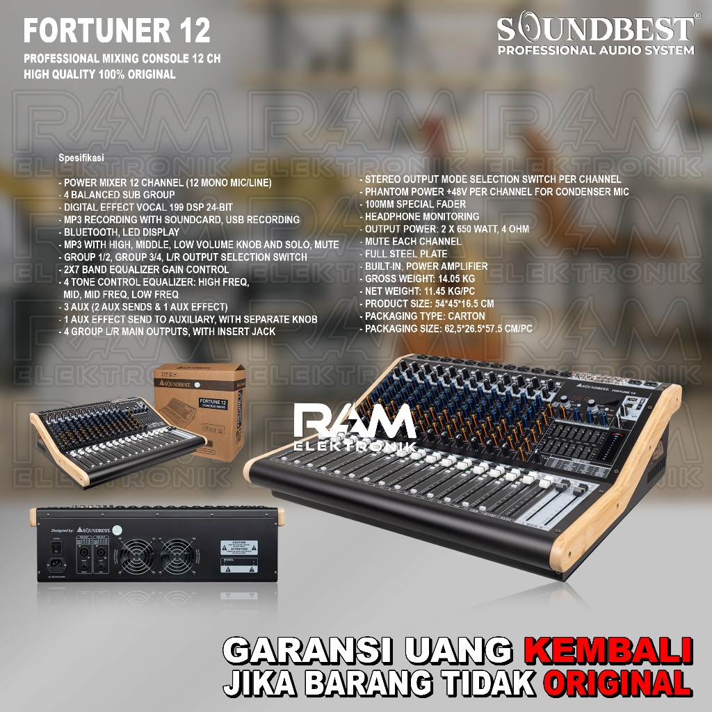 Power Mixer 12 Channel SOUNDBEST FORTUNER 12 | FORTUNER12 | FORTUNER-12 Original