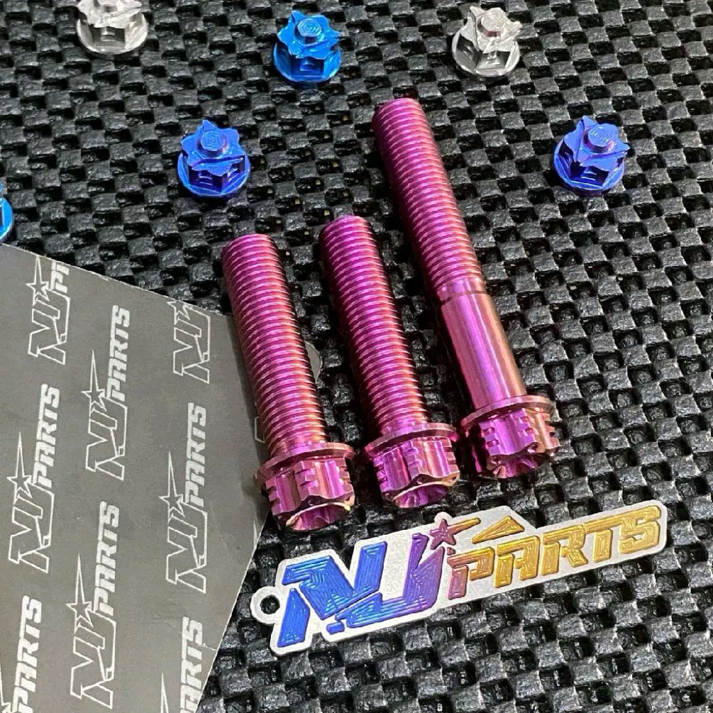 Set Baut Knalpot Standar Nmax Aerox Salaya Baut 2 Kunci Salaya Isi 3 Baut Baut Drat 14 Titanium Orig