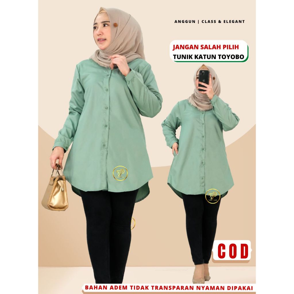 Baju Atasan Tunik Tunic Polos Wanita Adem Busui Dewasa Santriwati Muslimah Bahan katun Toyobo B5