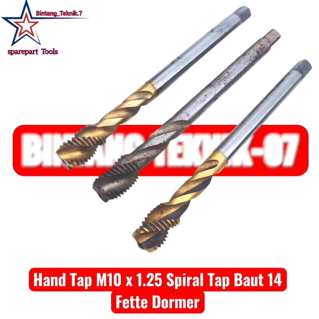 Hand Tap M10 x 1.25 Spiral Tap Baut 14 Fette Dormer Bukan OSG Yamawa