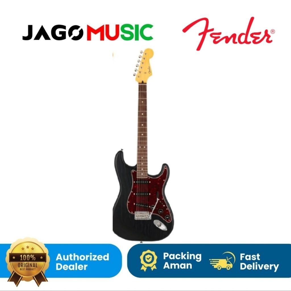 Gitar Fender MIJ Limited Stratocaster Electric Guitar RW FB Raw Ash Black Made In Japan